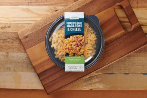Bacon Cheddar Macaroni _ Cheese - Above w Label - Bowls