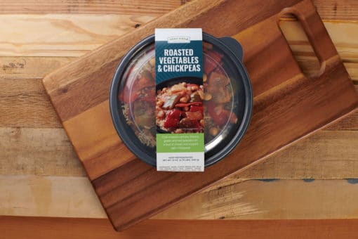 Roasted Vegetables _ Chickpeas - Above w Label - Bowls